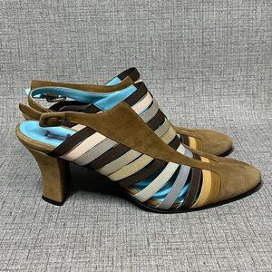 Thierry Rabotin leather suede slingback sandals